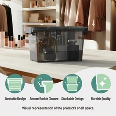 Black Plastic Storage Latch Bins, 8 Pack Clear Plastic Handle Box with Lids a…