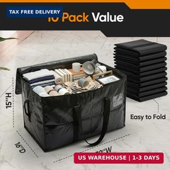 HOLDN’ STORAGE 10 Pack Large Moving Bags, 30 Gallon Heavy-Duty Storage Totes wit