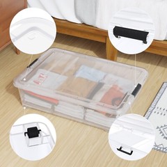 Idotry 50 Quart Under Bed Storage Box, Stackable Bin with Lid & Wheels, 3-Packs