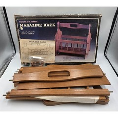 New Vtg Genuine Oak Magazine Rack Storage Spindles Handle Cutout 17×9.25×15.25H