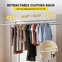 DEGEDUN Heavy Duty Clothes Rack Load 660LBS, Portable& Adjustable Clothes Rac…
