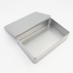 2 Pieces Rectangular Tin Box Containers, Silver, 8.5 X 5.3 X 1.9 in | Empty, for