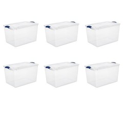 66 Quart Stackable Storage Bins W/ Lids Organizing Clothing Blankets 6 Count New