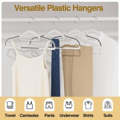 Plastic Hangers 50 Pack, 16.5 in Heavy Duty Clothes Hangers with 360° Swivel Hoo