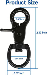 10PCS Trigger Snap Hooks 2.32” x 0.82” Zinc Alloy Black Swivel Snap Hooks Heav