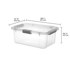 Sterilite 20 Quart HingeLID Clear Storage Bin with Latch Lid and Comfort Grip, D
