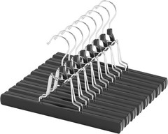 12 Pack Wooden Pants Hangers with Clips Non Slip Skirt Hangers Walnut Trouser Cl