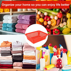 10 Red Plastic Storage Baskets for Home, Office, Classroom & Shop – 10 Pack