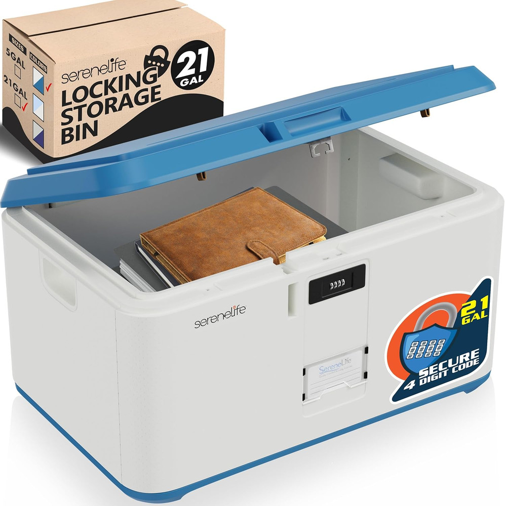 21 Gallon Locking Storage Bin – Stackable Durable Organizer with Lid