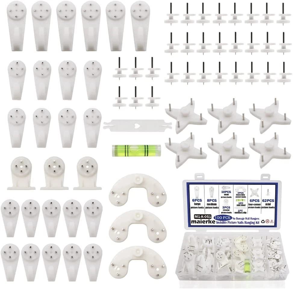100PCS Concrete Wall Hooks Cinder Block Wall Hangers,Picture Hangers for Concret