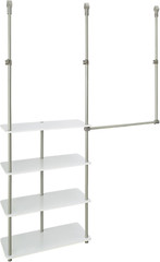 55300 Closet Maximizer with (4) Shelves & Double Hang Rod, Tool Free Add on Unit