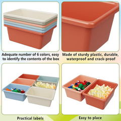 Stackable Plastic Cubby Bins with Labels – 6 Pcs for Classroom & Home Use