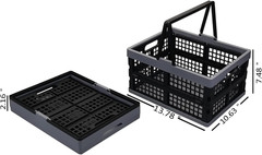 2-Pack Collapsible Plastic Shopping Baskets with Handle – Portable & Stackable