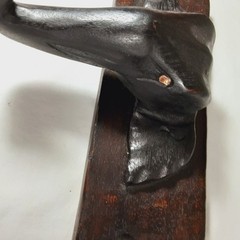 Unique Wooden Triple Elephant Trunk Coat Jacket Shelf Hook Rack 20″ x 3″