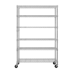 Adjustable Storage Shelves 6 Tier Wire Shelving Unit Garage Rack with Wheel