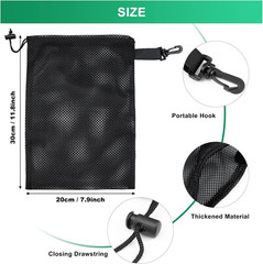 10 PCS with Clips Mesh Drawstring Bags, Portable Nylon Storage Bags for Toy,Spor
