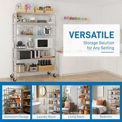 Adjustable Storage Shelves 6 Tier Wire Shelving Unit Garage Rack with Wheel