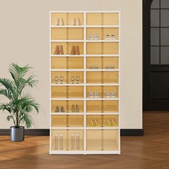 9 Tiers-36 Pairs Shoe Box Foldable Shoe Rack Shoe Storage Organizer W/ Doors