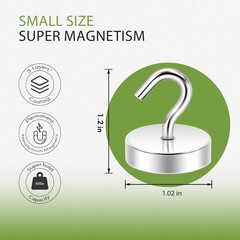Corrosion-Resistant Neodymium Magnetic Hooks – 80 lb Pulling Force, Set of 6