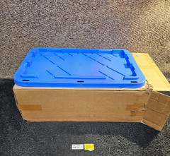 (QTY 8) 27 Gallon 30-1/4″ x 20.5″ Heavy Duty Tote Bin Blue Cover Top Lid Only