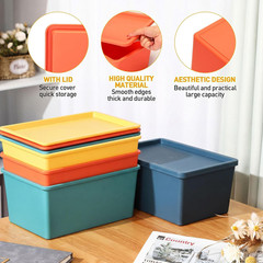 Colorful Large Storage Bins with Lid – 4 Pack Stackable Organizers 10.6×7.5×4.7