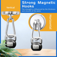 Carabiner Magnetic Hooks 150LBS 4 Pack Strong Magnet Hooks Heavy Duty With Swive