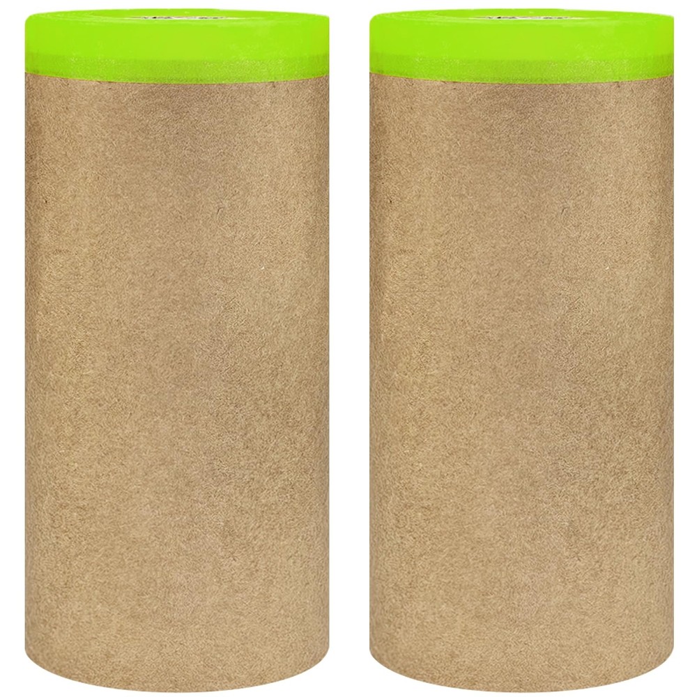 Pre-Taped Masking for Painting,12″ x50Feet Adhesive-Backed Tape and Drape Pai…