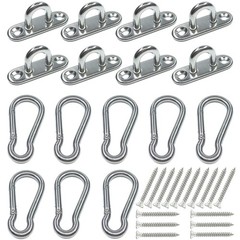 8Pcs 304 Stainless Steel 1.8 inch Pad Eye Hooks and Snap Screw Ceiling Hook