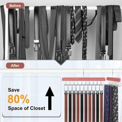 Cedar 2 Pack 2 in 1 Belt Tie Hanger Closet Organizer Max 60 Belts Capacity