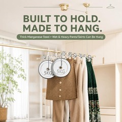 10 Pack Space Saving Pants Hangers with Clips, Heavy Duty Short-Neck Skirt