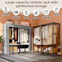 59″ x 20.5″ x 67.7″ Portable Wardrobe with Fabric Cover Foldable Wardrobe NEW