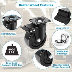 5 Inch Heavy Duty Casters Set of 4, Industrial Grade Casters 9900 lbs, Low Gr…