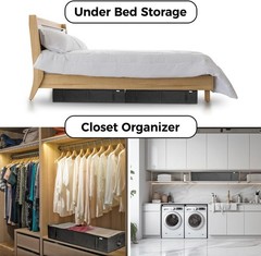 4 Pack Black Under Bed Clothes Toy Storage Containers Closet Space Saver