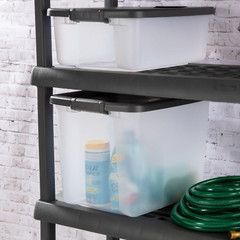 50 Qt Stackable Storage Bins with Latching Lid – 6-Pack for Organizing