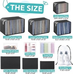 ALL INCLUDED – 12 Set Packing Cubes for Suitcases Carry On, Travel Essentials/Ac