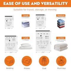 12 Pack Vacuum Travel Bags With Pump for Clothes 4 Small 4 Medium 2 Large 2