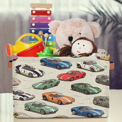 Adorable Cartoon Cars Storage Basket with Handle – Perfect for Toys & Books!