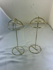 2Pcs Metal Hat Display Stand Tabletop Hat and Wig Rack Holder Gold