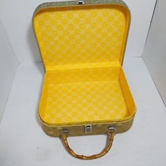 Vintage Storage Box Purse Bamboo Handle Metal Clasp Fruit Pear Apple 10″ Cottage