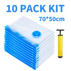 10 x Jumbo Vacuum Storage Bags Travel Space Saver Garment Seal Clothes Hand Pump