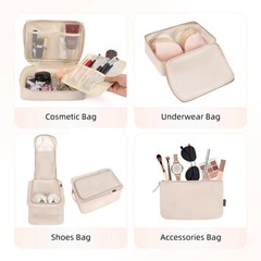 8 Set Packing Cubes Luggage Packing Organizers for Travel Accessories-Cream
