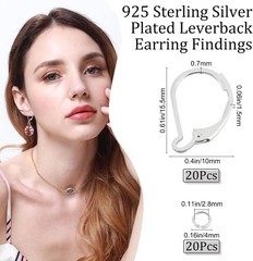 Beebeecraft 1 Box 20Pcs Leverback Earring Findings 925 Sterling Silver
