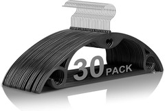 Plastic Hangers – Black Clothes Hanger No Shoulder Bumps & 360°Swivel Hook, Thin