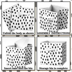 11″ Fabric Storage Cube Bins – 6 Pcs Polka Dot Organizer for Toys & Clothes