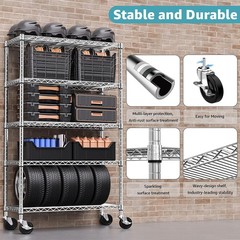 MZG Storage Rack Metal Shelving Wire Shelves Tool Garage Rack Shelves 76.8″H
