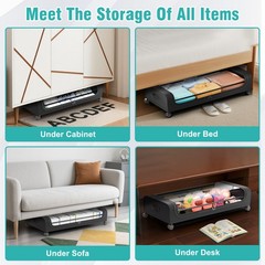 Rolling Under Bed Storage Bags 4 Pack Fabric Underbed Containers with Reinforced