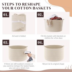 Extra Large Blanket Basket, Big Woven Cotton Rope Bin for Toys Towels, Pillow…