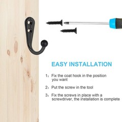 HAHAYOO 10 PCS Wall Coat Hooks, Black Heavy Duty Metal for Coats, Hats, Bags