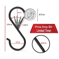 12 Pack Heavy Duty Metal 3.5″ S Hooks with Safety Buckle for Hanging Kitchen Ute