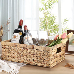 Large Woven Wicker Storage Bins with Handles – Natural Hyacinth Baskets 15×10.2x
